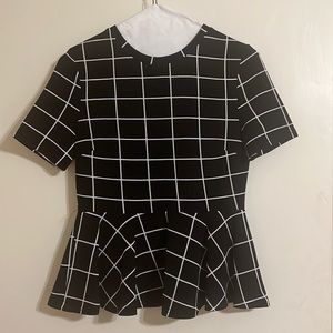 Black and white grid pattern blouse